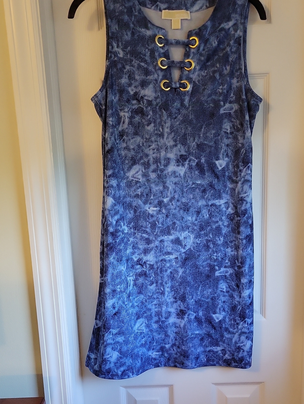 Michael Kors Navy Tie-Dye Lace-Up Mini Dress